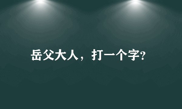 岳父大人，打一个字？