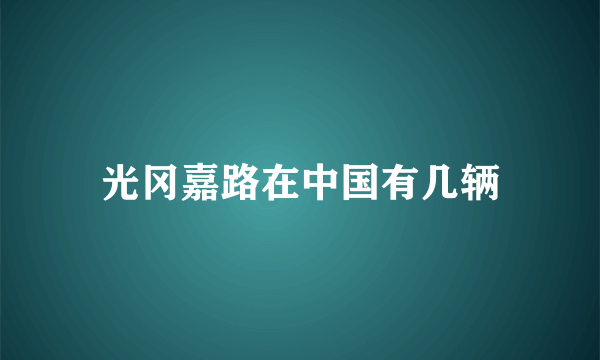 光冈嘉路在中国有几辆