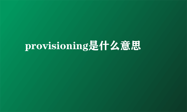 provisioning是什么意思