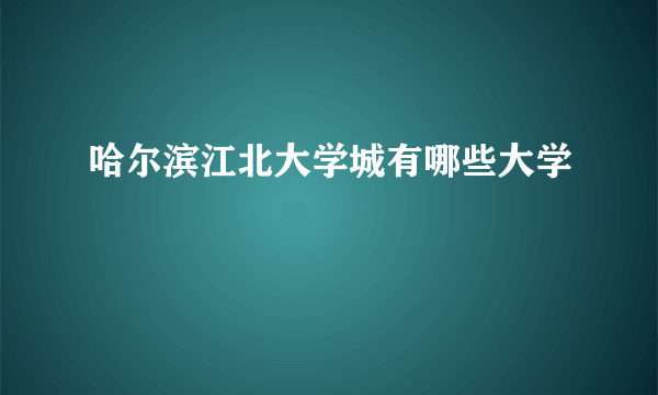 哈尔滨江北大学城有哪些大学