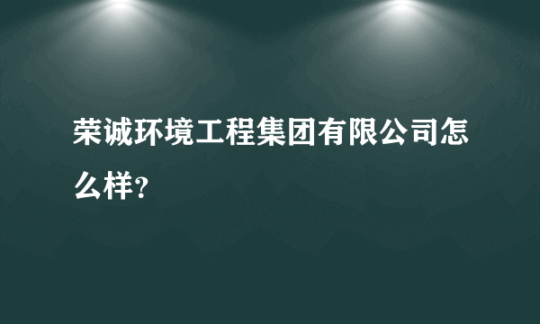 荣诚环境工程集团有限公司怎么样？