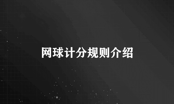 网球计分规则介绍