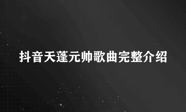 抖音天蓬元帅歌曲完整介绍