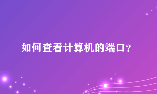 如何查看计算机的端口？