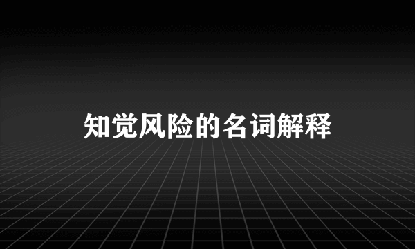 知觉风险的名词解释