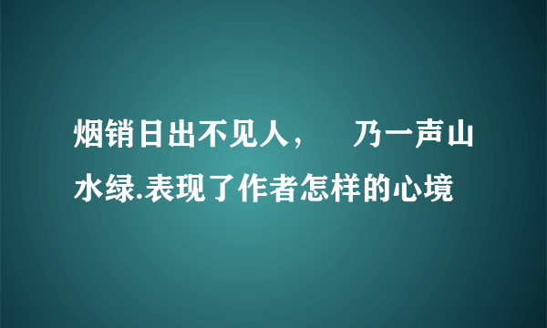 烟销日出不见人，欸乃一声山水绿.表现了作者怎样的心境