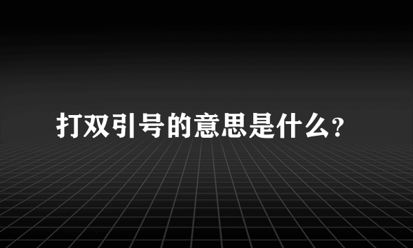 打双引号的意思是什么？