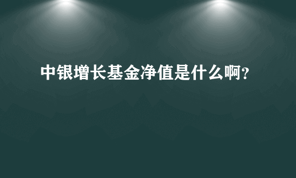 中银增长基金净值是什么啊？