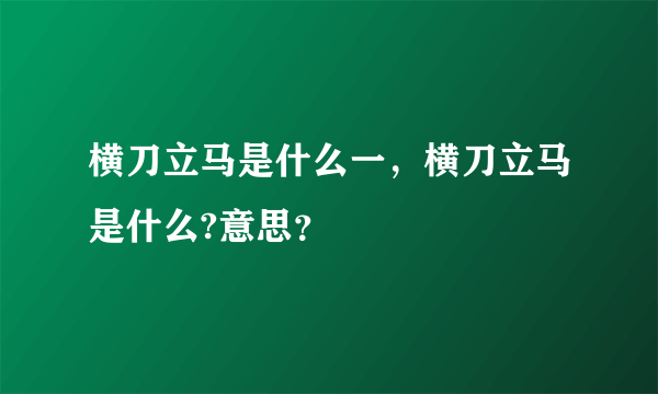 横刀立马是什么一，横刀立马是什么?意思？