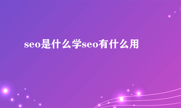 seo是什么学seo有什么用