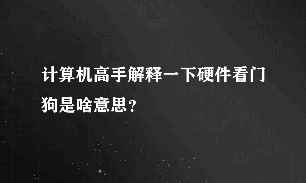 计算机高手解释一下硬件看门狗是啥意思？