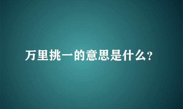 万里挑一的意思是什么？