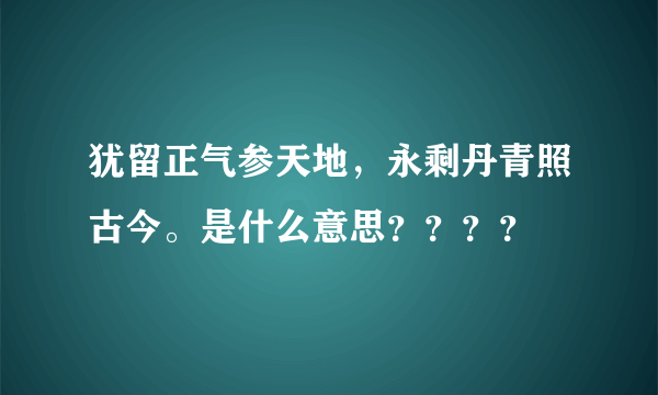 犹留正气参天地，永剩丹青照古今。是什么意思？？？？