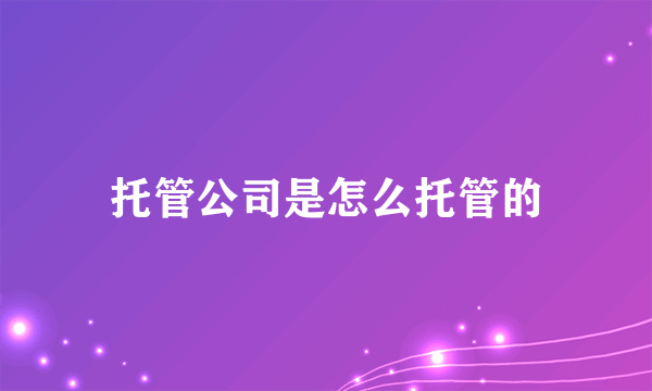 托管公司是怎么托管的