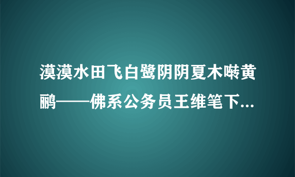 漠漠水田飞白鹭阴阴夏木啭黄鹂——佛系公务员王维笔下的水墨田园