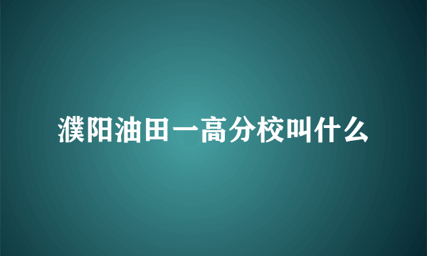 濮阳油田一高分校叫什么