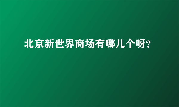 北京新世界商场有哪几个呀？