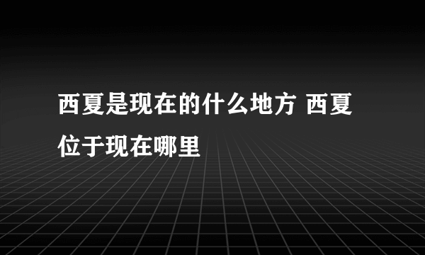 西夏是现在的什么地方 西夏位于现在哪里