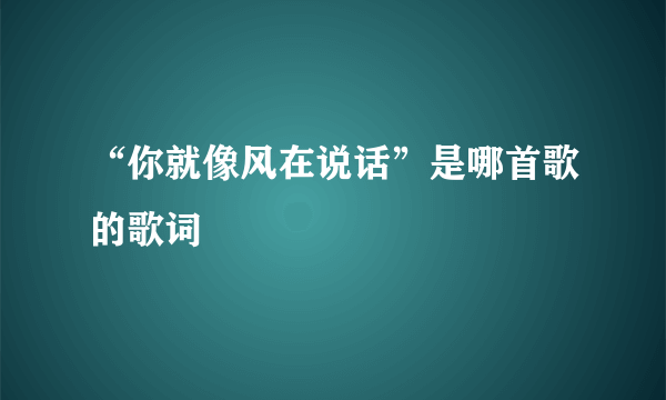 “你就像风在说话”是哪首歌的歌词