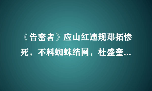 《告密者》应山红违规郑拓惨死，不料蜘蛛结网，杜盛奎却得意了！