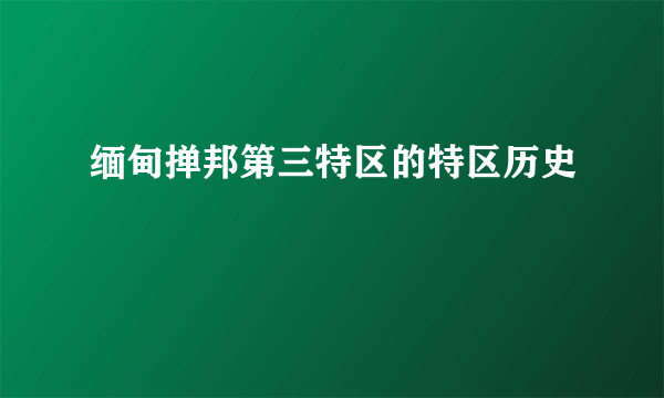 缅甸掸邦第三特区的特区历史