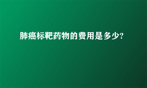 肺癌标靶药物的费用是多少?