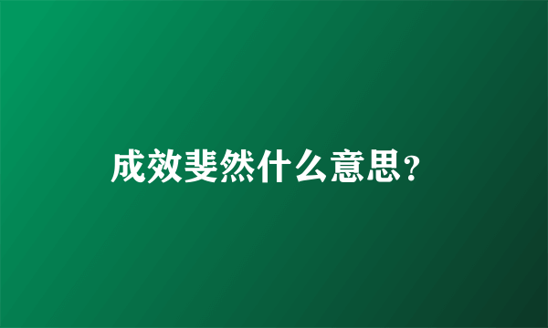 成效斐然什么意思？