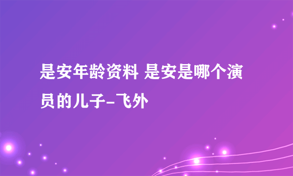 是安年龄资料 是安是哪个演员的儿子-飞外