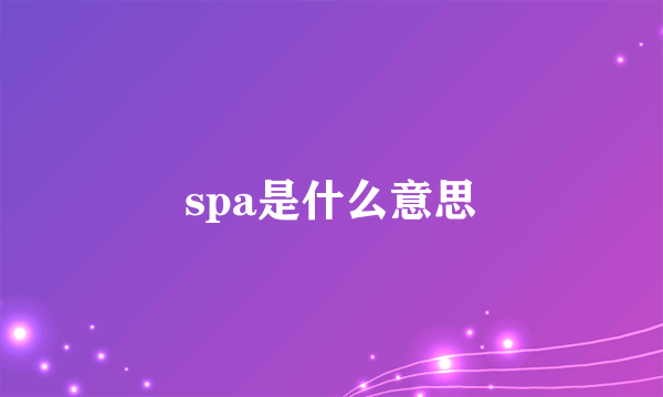 spa是什么意思