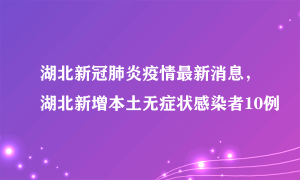 湖北新冠肺炎疫情最新消息，湖北新增本土无症状感染者10例