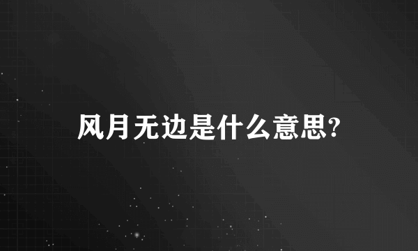 风月无边是什么意思?