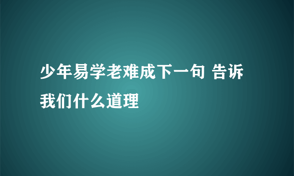 少年易学老难成下一句 告诉我们什么道理