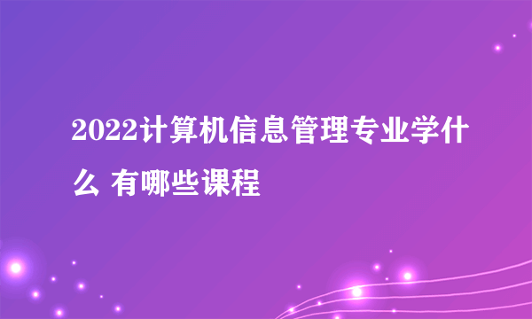 2022计算机信息管理专业学什么 有哪些课程