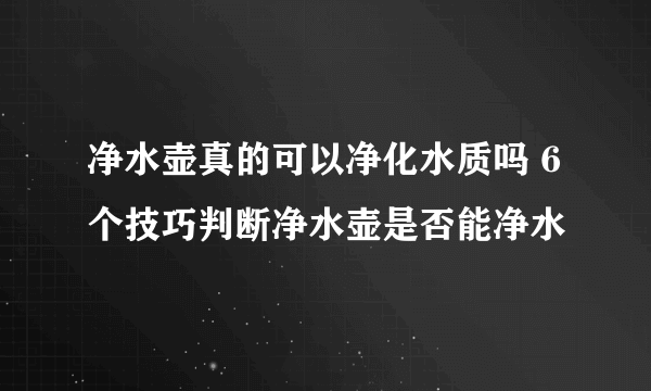 净水壶真的可以净化水质吗 6个技巧判断净水壶是否能净水