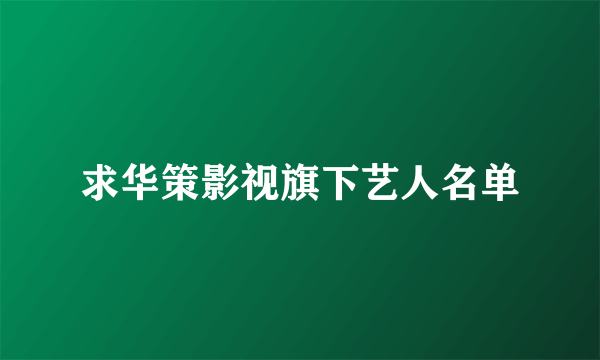 求华策影视旗下艺人名单