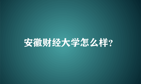 安徽财经大学怎么样？