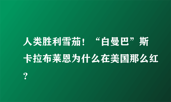 人类胜利雪茄！“白曼巴”斯卡拉布莱恩为什么在美国那么红？