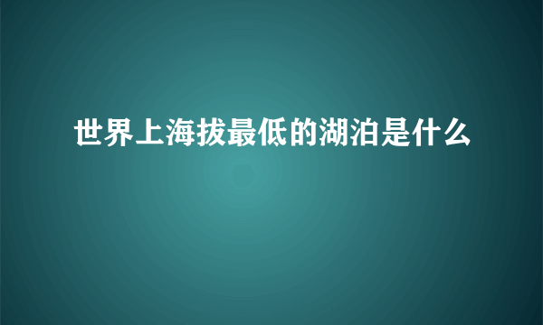 世界上海拔最低的湖泊是什么