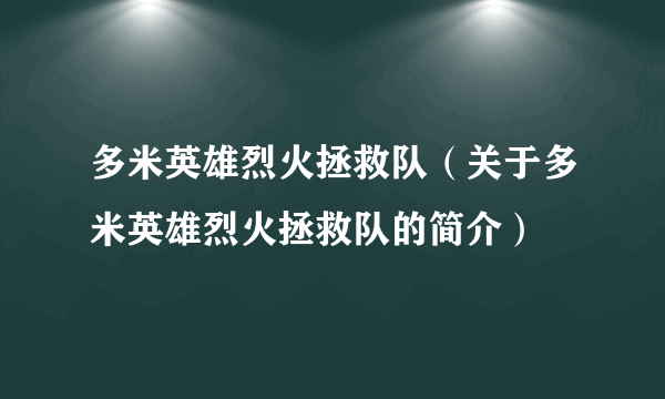 多米英雄烈火拯救队（关于多米英雄烈火拯救队的简介）