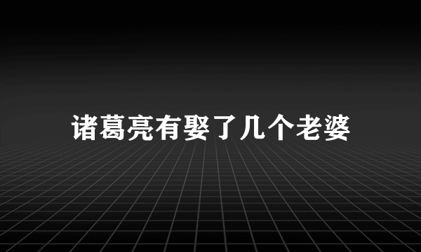 诸葛亮有娶了几个老婆