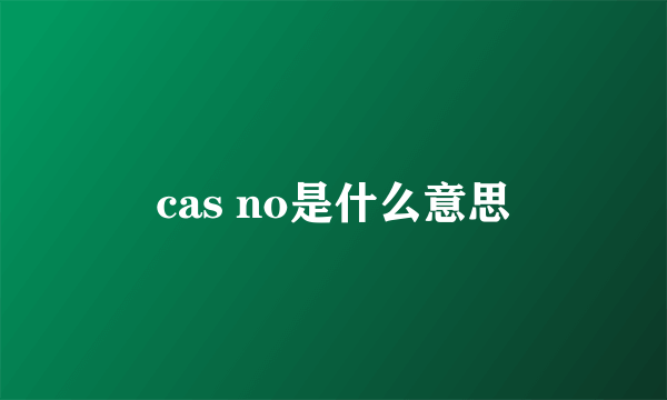 cas no是什么意思