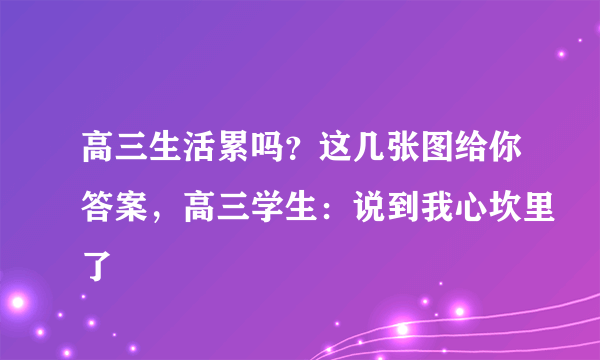 高三生活累吗？这几张图给你答案，高三学生：说到我心坎里了