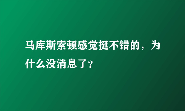 马库斯索顿感觉挺不错的，为什么没消息了？