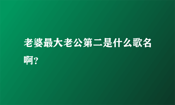 老婆最大老公第二是什么歌名啊？