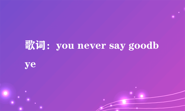 歌词：you never say goodbye