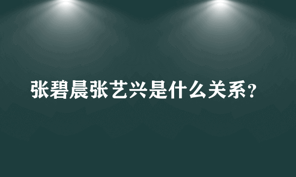 张碧晨张艺兴是什么关系？