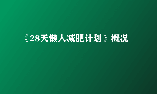 《28天懒人减肥计划》概况