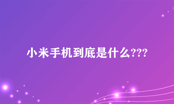 小米手机到底是什么???