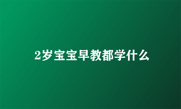  2岁宝宝早教都学什么