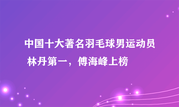 中国十大著名羽毛球男运动员 林丹第一，傅海峰上榜